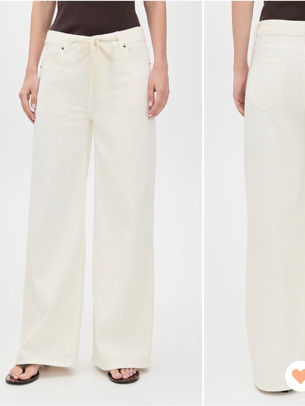 Lioness Cream Wide-Leg Drawstring Pants